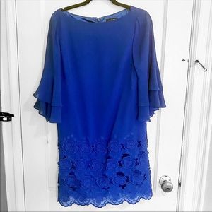 Tahari ASL Royal Blue Shift Dress Size 6